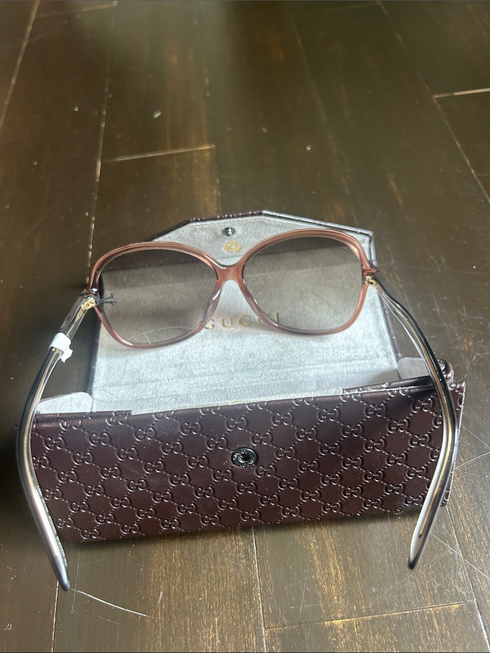 Gucci Brown Gradient Round Women's Sunglasses with Logo Case - Picture 4 of 4